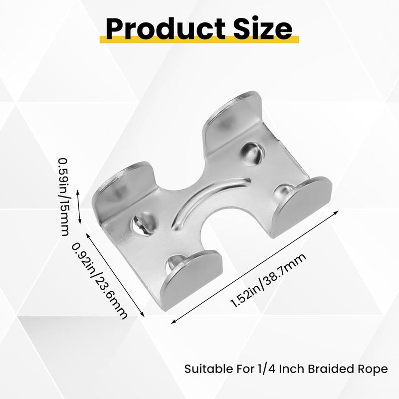 Catuy 1/4 Inch Double Rope Clips, Heavy Duty Zinc Plated Double-Ended Rope Clamps, Rope Loop End Clip for Twisted or Braided Ropes (Silver) - Image 2